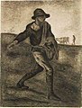 Semănătorul (inspirat dintr-o operă a lui Millet) - 1881; Muzeul Van Gogh, Amsterdam; creion, cerneală și pictură pe hârtie velină; 48 × 36,8 cm[121]