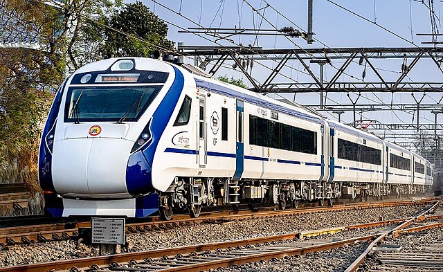 A Vande Bharat Express semi-high speed train-set built by ICF