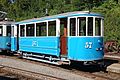 Gleicher Strassenbahn Beiwagen im Anstrich der Strassenbahn Vevey–Montreux–Chillon–Villeneuve (VMCV), heute Transports publics Vevey–Montreux–Chillon–Villeneuve (VMCV), nach der im Winter 2012/2013 vorgenommenen Aufarbeitung durch die Museumsbahn Blonay-Chamby (BC).