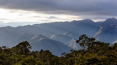 View towards Lookout Range from John Reid Hut, Kahurangi, New Zealand