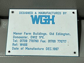 Builders plate for W466, Spook Express @ Joyland Children's Park, UK W466 WGH builders plate.jpg