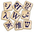 Wiktionary logo, fully language-agnostic version (with all tiles equal) e.g. for portal