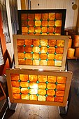 Stained glass windows in storage