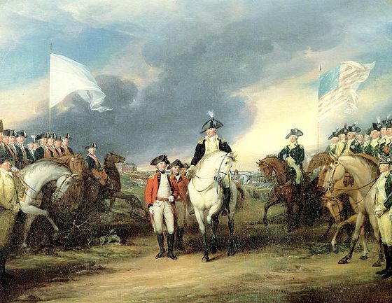 The siege of Yorktown ended with the surrender of a British army, ending most of the fighting Yorktown80.JPG