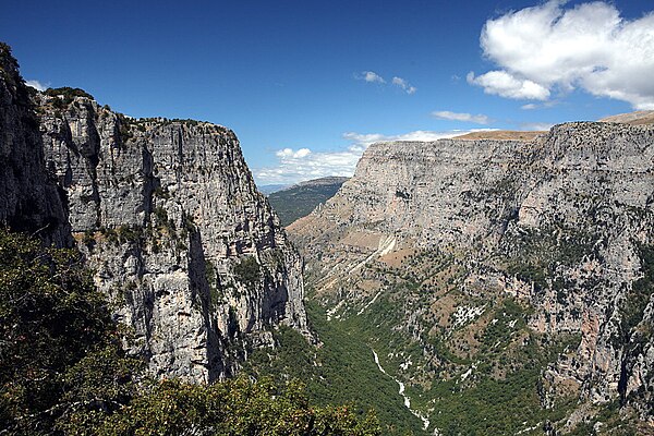 Vikos Gorge in Vikos–Aoös National Park.