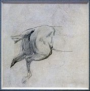 ‎Postérieur droit, d'après Cinq chevaux vus par la croupe de Géricault - Edgar Degas - (Right posterior, after Five horses seen by the hindquarters of Géricault)