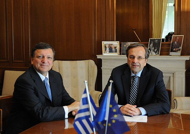Samaras with José Manuel Barroso in Athens