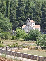 Поглед на Саборну цркву Светог Николе, са пута - поред цркве Светог Георгија