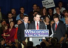 Walker celebrating his victory on election night 101102Walker (5141745315).jpg