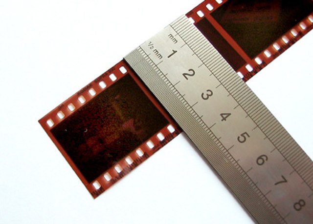 135 film. The film is 35 mm (1.4 in) wide. Each image is 24×36 mm in the most common "small film" format (sometimes called "double-frame" for its rela