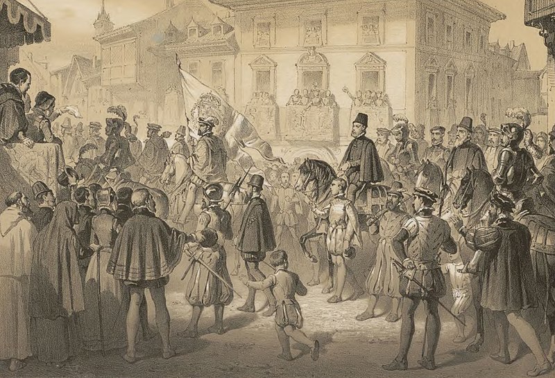 File:1862, Historia de la Villa y Corte de Madrid, vol. 2, Felipe II traslada á Madrid la Corte (cropped).jpg