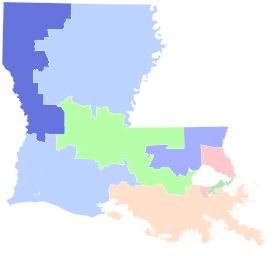 1987 Louisiana gubernatorial election results map by CD.svg