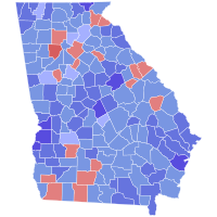 1990 Georgia gubernur hasil pemilihan peta oleh county.svg