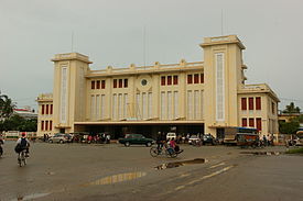 The railway station during a rainy day