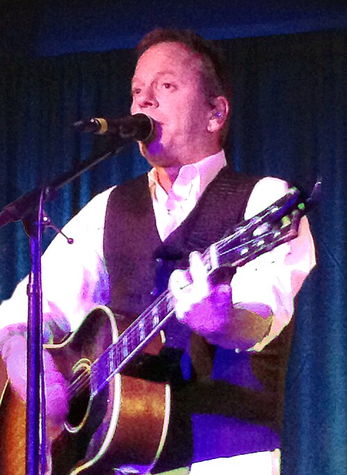 Sutherland playing guitar in concert, 2016