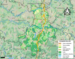 Kolorowa mapa przedstawiająca użytkowanie gruntów.