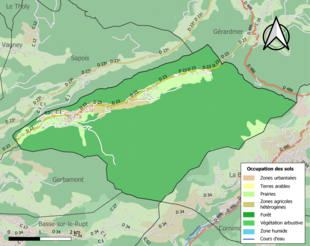 Carte des infrastructures et de l'occupation des sols de la commune en 2018 (CLC).