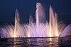 The fountain in waters of Neva River at the spit of Vasilievsky Island