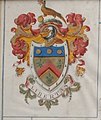A hand scrivened and illuminated vellum detail of the Chatteris coat of arms on the grant of arms dated 30 May 1829, to William Pollett Brown Chatteris.