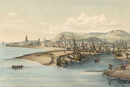 The harbor in Aberystwyth, painted c. 1850