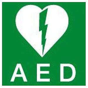 Symbol med AED for Automatisk Ekstern Defibrillator