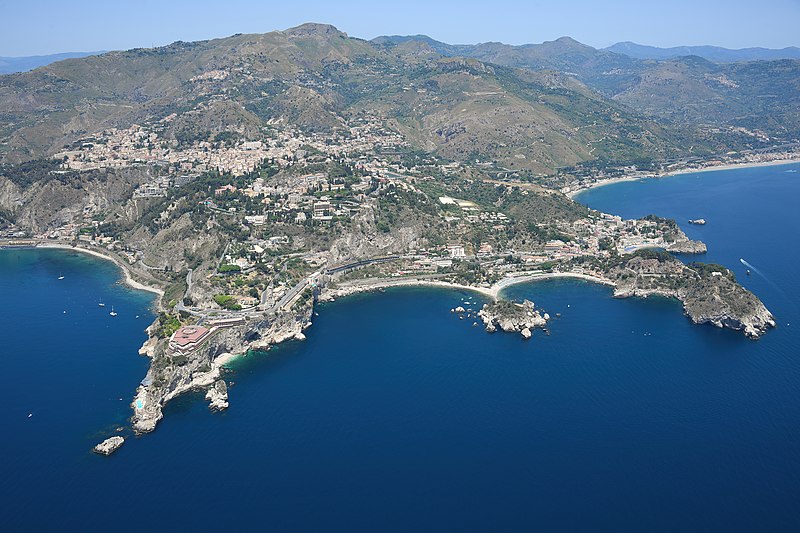 File:Aerial image of the coast of Taormina (view from the southeast).jpg