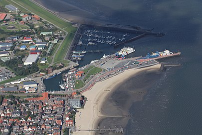 Luftbillede af Vyk havn, vest for havnen lå den tidligere Kongenshave