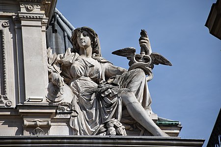 Le Commerce (1882), Paris, rue Bergère, façade du Comptoir national d'escompte.