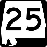 Alabama State Route 25 road sign