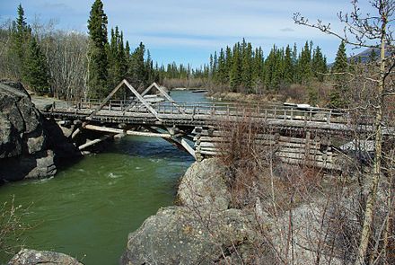 Historic wooden bridge on the Alaska Highway near Haines Junction