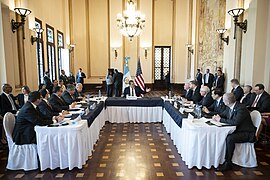 Alejandro Mayorkas of the Department of Homeland Security visits Guatemala City on March 20, 2024 - DHS Secretary Alejandro Mayorkas Participates in a Bilateral Meeting with the President of Guatemala (53603424224).jpg