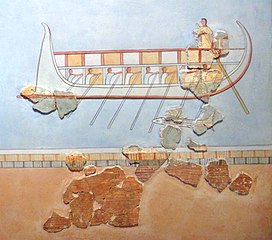 Корабль на фреске из Гла
