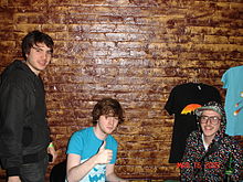 (left to right) James DeVito, Peter Berkman and Ary Warnaar in Brooklyn, New York, in 2009 Anamanaguchi Group Bell House 2009.JPG