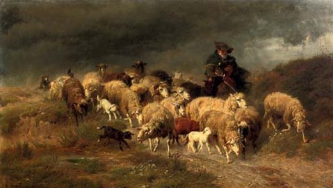 Anton Braith - Heimkehr im Sturm, herding the flock.jpg