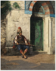 Arab Soldier Seated by a Doorway