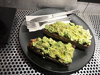 <span class="mw-page-title-main">Avocado toast</span> Open sandwich, toasted