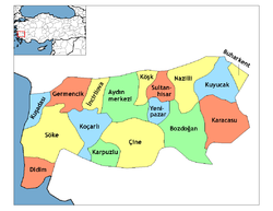 Location of Çine within Turkey.