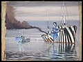 Two American ships in dazzle camouflage, painted by Burnell Poole, 1918