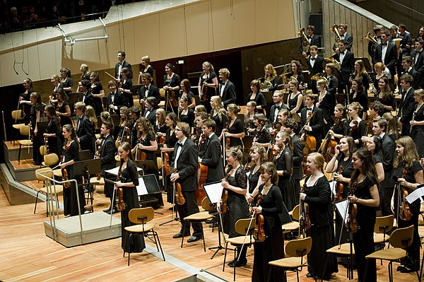 A youth orchestra performing