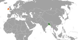 মানচিত্র Bangladesh এবং Ireland অবস্থান নির্দেশ করছে