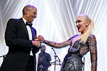 Barack Obama and Stefani in 2016 Barack Obama and Gwen Stefani State Dinner performance.jpg