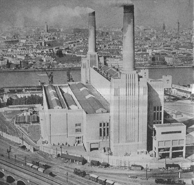 File:Battersea Power Station, 1934 with only two chimneys (Our Generation, 1938).jpg