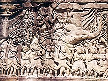 Khmer army going to war against the Cham, from a relief on the Bayon Bayon Angkor Relief1.jpg
