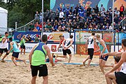 Deutsch: Beachhandball Europameisterschaften 2019 (Beach handball Euro); Tag 6: 7. Juli 2019 – Männerfinale, Dänemark-Norwegen 2:0 (25:18, 19:16) English: Beach handball Euro; Day 6: 7 July 2019 – Men's Final – Denmark-Norway 2:0 (25:18, 19:16)