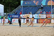 Deutsch: Beachhandball Europameisterschaften 2019 (Beach handball Euro); Tag 3: 4. Juli 2019 – Frauen, Hauptrunde Gruppe II, Deutschland-Spanien 1:2 (18:24, 24:14, 8:9) English: Beach handball Euro; Day 3: 4 July 2019 – Women Main Round Group II – Germany-Spain 1:2 (18:24, 24:14, 8:9)