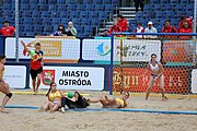 Deutsch: Beachhandball Europameisterschaften 2019 (Beach handball Euro); Tag 3: 4. Juli 2019 – Frauen, Hauptrunde Gruppe II, Deutschland-Spanien 1:2 (18:24, 24:14, 8:9) English: Beach handball Euro; Day 3: 4 July 2019 – Women Main Round Group II – Germany-Spain 1:2 (18:24, 24:14, 8:9)