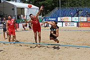 Deutsch: Beachhandball Europameisterschaften 2019 (Beach handball Euro); Tag 2: 3. Juli 2019 – Männer, Vorrunde Gruppe B, Serbien-Portugal 2:0 (20:15, 88:17) English: Beach handball Euro; Day 2: 3 July 2019 – Men Preliminary Round Group B - Serbia-Portugal 2:0 (20:15, 88:17)