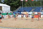 Deutsch: Beachhandball Europameisterschaften 2019 (Beach handball Euro); Tag 2: 3. Juli 2019 – Frauen, Vorrunde Gruppe D, Ukraine-Deutschland 2:0 (23:22, 32:24) English: Beach handball Euro; Day 2: 3 July 2019 – Women Preliminary Round Group D – Ukraine-Germany 2:0 (23:22, 32:24)