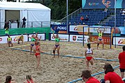 Deutsch: Beachhandball Europameisterschaften 2019 (Beach handball Euro); Tag 4: 5. Juli 2019 – Frauen, Viertelfinale, Kroatien-Ukraine 2:0 (21:20, 21:18) English: Beach handball Euro; Day 4: 5 July 2019 – Quarter Final Women – Croatia-Ukraine 2:0 (21:20, 21:18)