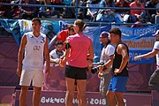 Deutsch: Beachhandball bei den Olympischen Jugendspielen 2018 in Buenos Aires; Tag 7, 13. Oktober 2018; Jungen, Halbfinale – Spanien-Kroatien 2:1 English: Beach handball at the 2018 Summer Youth Olympics in Buenos Aires at 13 October 2018 – Boys Semifinal – Spain-Croatia 2:1 Español: Handball de playa en los Juegos Olimpicos de la Juventud Buenos Aires 2018 en 13 de octubre de 2018 – Semifinales de chicos - España-Croacia 2:1